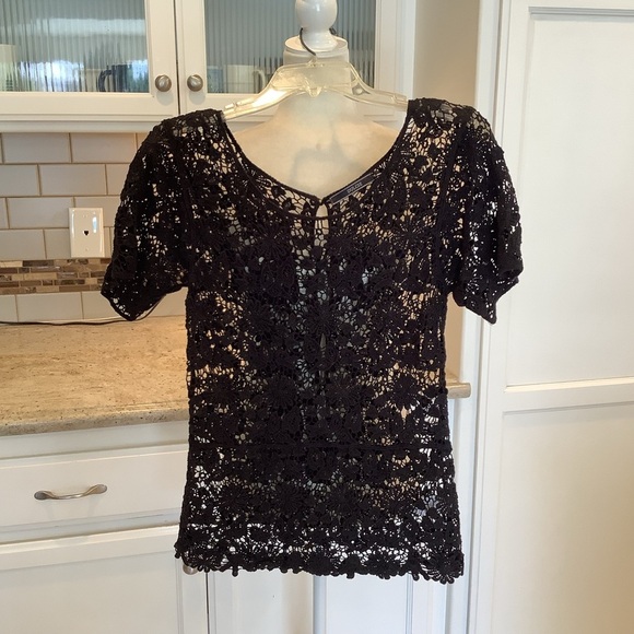 Dulcie Black Crochet Top Size Small - Picture 1 of 9